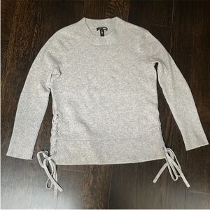 AQUA 100% Cashmere Sweater in Grey with Side Ties